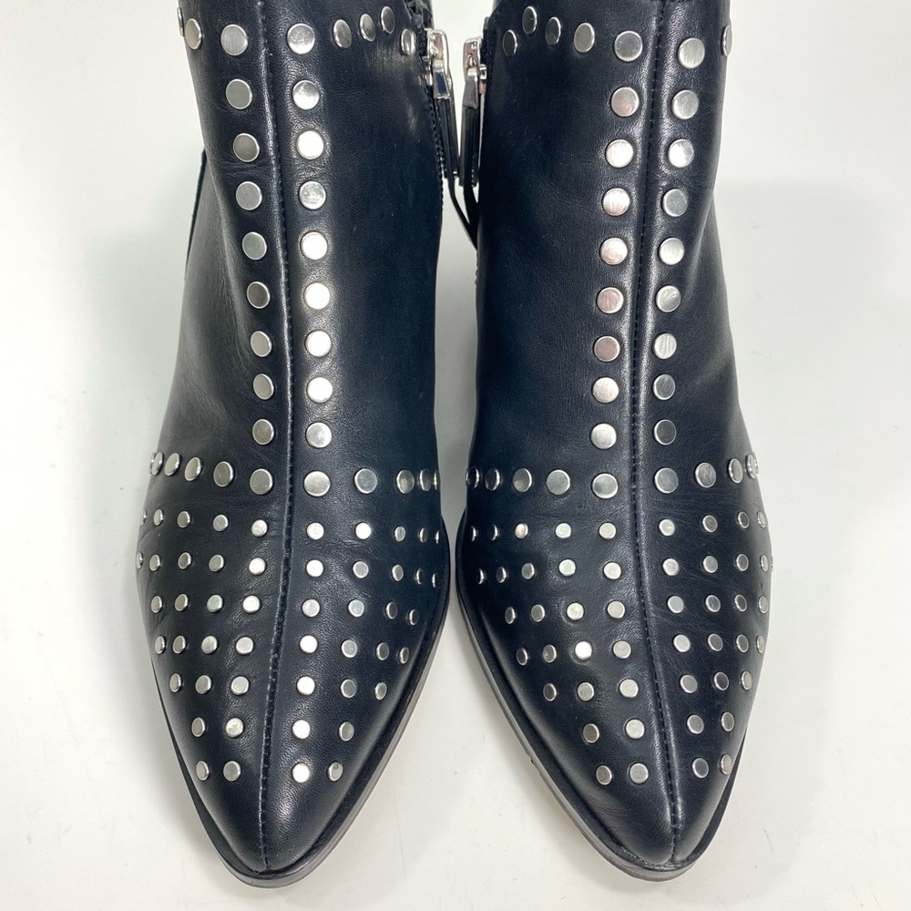 1. State Loka Black Leather Silver Studded Moto Biker Rock Western Ankle Boots 6 - Picture 11 of 12